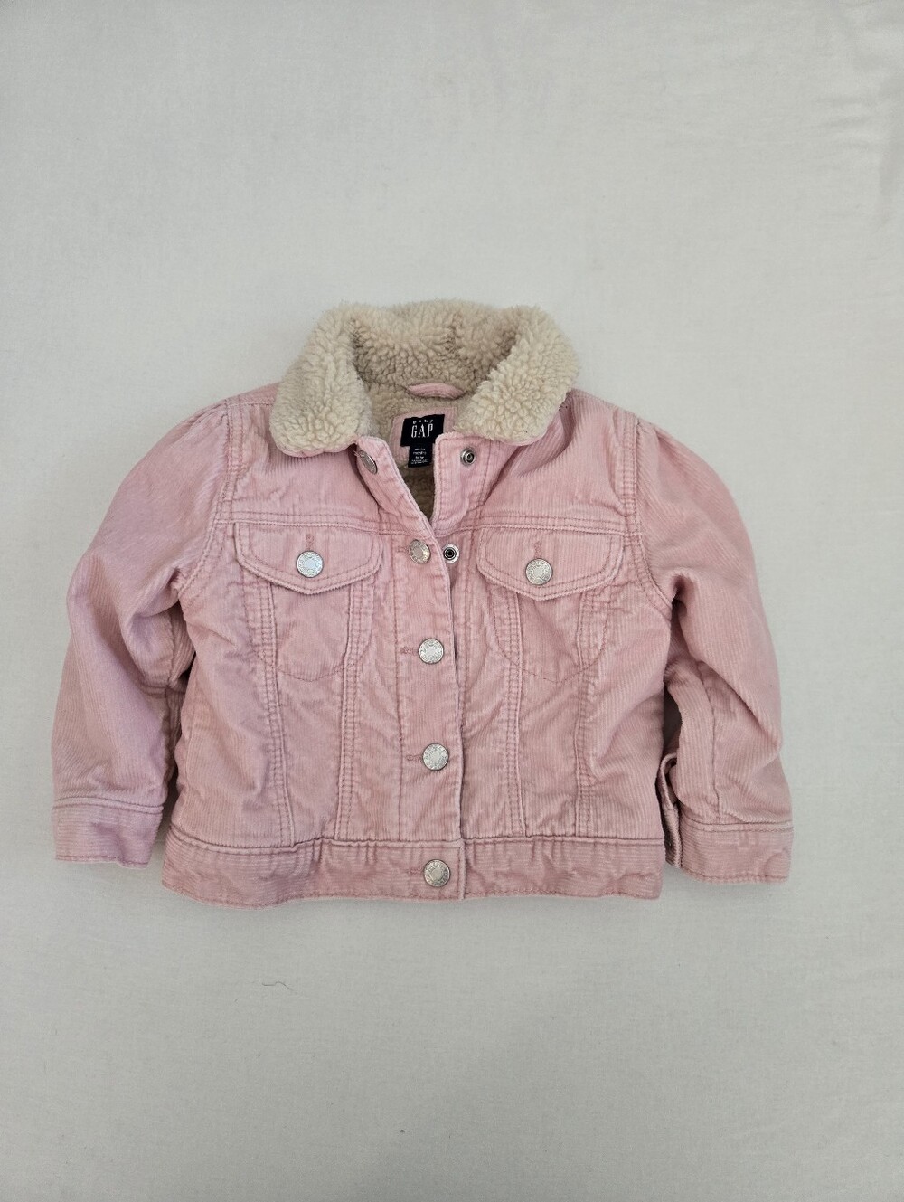 Gap Baby Fleece Lined Corduroy Trucker Jacket Pink Size 18-24 Months